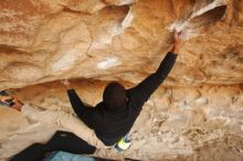 Bouldering in Hueco Tanks on 12/08/2018 with Blue Lizard Climbing and Yoga

Filename: SRM_20181208_1621422.jpg
Aperture: f/5.0
Shutter Speed: 1/250
Body: Canon EOS-1D Mark II
Lens: Canon EF 16-35mm f/2.8 L