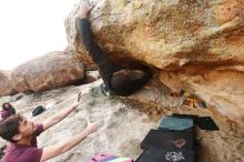 Bouldering in Hueco Tanks on 12/08/2018 with Blue Lizard Climbing and Yoga

Filename: SRM_20181208_1622150.jpg
Aperture: f/5.6
Shutter Speed: 1/250
Body: Canon EOS-1D Mark II
Lens: Canon EF 16-35mm f/2.8 L