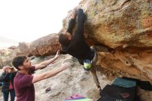 Bouldering in Hueco Tanks on 12/08/2018 with Blue Lizard Climbing and Yoga

Filename: SRM_20181208_1622200.jpg
Aperture: f/6.3
Shutter Speed: 1/250
Body: Canon EOS-1D Mark II
Lens: Canon EF 16-35mm f/2.8 L