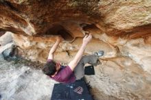 Bouldering in Hueco Tanks on 12/08/2018 with Blue Lizard Climbing and Yoga

Filename: SRM_20181208_1651480.jpg
Aperture: f/5.0
Shutter Speed: 1/250
Body: Canon EOS-1D Mark II
Lens: Canon EF 16-35mm f/2.8 L