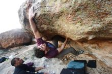 Bouldering in Hueco Tanks on 12/08/2018 with Blue Lizard Climbing and Yoga

Filename: SRM_20181208_1652040.jpg
Aperture: f/5.0
Shutter Speed: 1/250
Body: Canon EOS-1D Mark II
Lens: Canon EF 16-35mm f/2.8 L