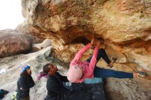 Bouldering in Hueco Tanks on 12/08/2018 with Blue Lizard Climbing and Yoga

Filename: SRM_20181208_1723190.jpg
Aperture: f/5.0
Shutter Speed: 1/250
Body: Canon EOS-1D Mark II
Lens: Canon EF 16-35mm f/2.8 L