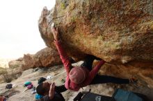 Bouldering in Hueco Tanks on 12/08/2018 with Blue Lizard Climbing and Yoga

Filename: SRM_20181208_1726320.jpg
Aperture: f/7.1
Shutter Speed: 1/250
Body: Canon EOS-1D Mark II
Lens: Canon EF 16-35mm f/2.8 L