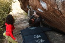 Bouldering in Hueco Tanks on 12/14/2018 with Blue Lizard Climbing and Yoga

Filename: SRM_20181214_1621500.jpg
Aperture: f/3.2
Shutter Speed: 1/250
Body: Canon EOS-1D Mark II
Lens: Canon EF 50mm f/1.8 II