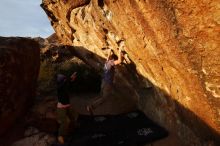 Bouldering in Hueco Tanks on 12/14/2018 with Blue Lizard Climbing and Yoga

Filename: SRM_20181214_1739150.jpg
Aperture: f/5.6
Shutter Speed: 1/250
Body: Canon EOS-1D Mark II
Lens: Canon EF 16-35mm f/2.8 L