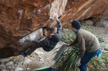 Bouldering in Hueco Tanks on 12/21/2018 with Blue Lizard Climbing and Yoga

Filename: SRM_20181221_1212400.jpg
Aperture: f/4.0
Shutter Speed: 1/320
Body: Canon EOS-1D Mark II
Lens: Canon EF 50mm f/1.8 II