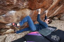 Bouldering in Hueco Tanks on 12/21/2018 with Blue Lizard Climbing and Yoga

Filename: SRM_20181221_1236380.jpg
Aperture: f/5.0
Shutter Speed: 1/250
Body: Canon EOS-1D Mark II
Lens: Canon EF 16-35mm f/2.8 L