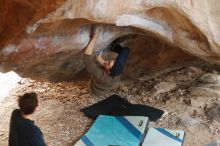 Bouldering in Hueco Tanks on 12/21/2018 with Blue Lizard Climbing and Yoga

Filename: SRM_20181221_1308570.jpg
Aperture: f/2.5
Shutter Speed: 1/250
Body: Canon EOS-1D Mark II
Lens: Canon EF 50mm f/1.8 II