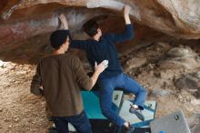 Bouldering in Hueco Tanks on 12/21/2018 with Blue Lizard Climbing and Yoga

Filename: SRM_20181221_1310140.jpg
Aperture: f/2.8
Shutter Speed: 1/250
Body: Canon EOS-1D Mark II
Lens: Canon EF 50mm f/1.8 II