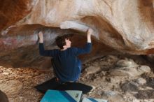 Bouldering in Hueco Tanks on 12/21/2018 with Blue Lizard Climbing and Yoga

Filename: SRM_20181221_1313490.jpg
Aperture: f/2.8
Shutter Speed: 1/250
Body: Canon EOS-1D Mark II
Lens: Canon EF 50mm f/1.8 II