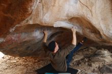 Bouldering in Hueco Tanks on 12/21/2018 with Blue Lizard Climbing and Yoga

Filename: SRM_20181221_1316430.jpg
Aperture: f/2.8
Shutter Speed: 1/250
Body: Canon EOS-1D Mark II
Lens: Canon EF 50mm f/1.8 II