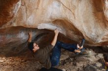 Bouldering in Hueco Tanks on 12/21/2018 with Blue Lizard Climbing and Yoga

Filename: SRM_20181221_1318470.jpg
Aperture: f/3.2
Shutter Speed: 1/250
Body: Canon EOS-1D Mark II
Lens: Canon EF 50mm f/1.8 II
