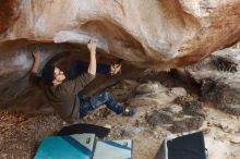 Bouldering in Hueco Tanks on 12/21/2018 with Blue Lizard Climbing and Yoga

Filename: SRM_20181221_1329470.jpg
Aperture: f/2.8
Shutter Speed: 1/250
Body: Canon EOS-1D Mark II
Lens: Canon EF 50mm f/1.8 II