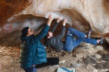 Bouldering in Hueco Tanks on 12/21/2018 with Blue Lizard Climbing and Yoga

Filename: SRM_20181221_1349150.jpg
Aperture: f/2.5
Shutter Speed: 1/250
Body: Canon EOS-1D Mark II
Lens: Canon EF 50mm f/1.8 II