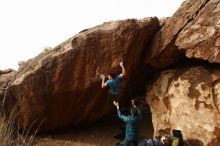 Bouldering in Hueco Tanks on 12/21/2018 with Blue Lizard Climbing and Yoga

Filename: SRM_20181221_1500460.jpg
Aperture: f/7.1
Shutter Speed: 1/250
Body: Canon EOS-1D Mark II
Lens: Canon EF 16-35mm f/2.8 L