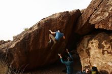 Bouldering in Hueco Tanks on 12/21/2018 with Blue Lizard Climbing and Yoga

Filename: SRM_20181221_1500540.jpg
Aperture: f/9.0
Shutter Speed: 1/250
Body: Canon EOS-1D Mark II
Lens: Canon EF 16-35mm f/2.8 L