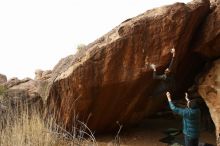 Bouldering in Hueco Tanks on 12/21/2018 with Blue Lizard Climbing and Yoga

Filename: SRM_20181221_1502510.jpg
Aperture: f/8.0
Shutter Speed: 1/250
Body: Canon EOS-1D Mark II
Lens: Canon EF 16-35mm f/2.8 L