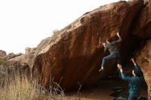 Bouldering in Hueco Tanks on 12/21/2018 with Blue Lizard Climbing and Yoga

Filename: SRM_20181221_1502541.jpg
Aperture: f/8.0
Shutter Speed: 1/250
Body: Canon EOS-1D Mark II
Lens: Canon EF 16-35mm f/2.8 L