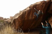 Bouldering in Hueco Tanks on 12/21/2018 with Blue Lizard Climbing and Yoga

Filename: SRM_20181221_1503020.jpg
Aperture: f/8.0
Shutter Speed: 1/250
Body: Canon EOS-1D Mark II
Lens: Canon EF 16-35mm f/2.8 L