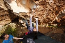Bouldering in Hueco Tanks on 12/21/2018 with Blue Lizard Climbing and Yoga

Filename: SRM_20181221_1514370.jpg
Aperture: f/5.0
Shutter Speed: 1/320
Body: Canon EOS-1D Mark II
Lens: Canon EF 16-35mm f/2.8 L