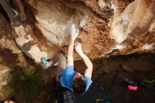 Bouldering in Hueco Tanks on 12/21/2018 with Blue Lizard Climbing and Yoga

Filename: SRM_20181221_1516000.jpg
Aperture: f/6.3
Shutter Speed: 1/320
Body: Canon EOS-1D Mark II
Lens: Canon EF 16-35mm f/2.8 L