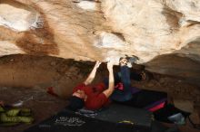 Bouldering in Hueco Tanks on 12/21/2018 with Blue Lizard Climbing and Yoga

Filename: SRM_20181221_1524430.jpg
Aperture: f/10.0
Shutter Speed: 1/320
Body: Canon EOS-1D Mark II
Lens: Canon EF 16-35mm f/2.8 L