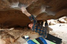 Bouldering in Hueco Tanks on 12/21/2018 with Blue Lizard Climbing and Yoga

Filename: SRM_20181221_1605320.jpg
Aperture: f/5.6
Shutter Speed: 1/250
Body: Canon EOS-1D Mark II
Lens: Canon EF 16-35mm f/2.8 L