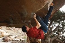 Bouldering in Hueco Tanks on 12/21/2018 with Blue Lizard Climbing and Yoga

Filename: SRM_20181221_1617200.jpg
Aperture: f/7.1
Shutter Speed: 1/250
Body: Canon EOS-1D Mark II
Lens: Canon EF 16-35mm f/2.8 L