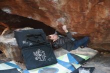 Bouldering in Hueco Tanks on 12/21/2018 with Blue Lizard Climbing and Yoga

Filename: SRM_20181221_1644170.jpg
Aperture: f/2.5
Shutter Speed: 1/250
Body: Canon EOS-1D Mark II
Lens: Canon EF 50mm f/1.8 II