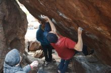 Bouldering in Hueco Tanks on 12/21/2018 with Blue Lizard Climbing and Yoga

Filename: SRM_20181221_1652370.jpg
Aperture: f/4.0
Shutter Speed: 1/250
Body: Canon EOS-1D Mark II
Lens: Canon EF 50mm f/1.8 II