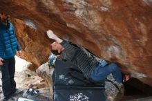 Bouldering in Hueco Tanks on 12/21/2018 with Blue Lizard Climbing and Yoga

Filename: SRM_20181221_1701440.jpg
Aperture: f/2.2
Shutter Speed: 1/250
Body: Canon EOS-1D Mark II
Lens: Canon EF 50mm f/1.8 II