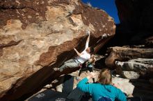 Bouldering in Hueco Tanks on 12/22/2018 with Blue Lizard Climbing and Yoga

Filename: SRM_20181222_1159550.jpg
Aperture: f/9.0
Shutter Speed: 1/250
Body: Canon EOS-1D Mark II
Lens: Canon EF 16-35mm f/2.8 L