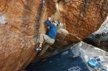 Bouldering in Hueco Tanks on 12/23/2018 with Blue Lizard Climbing and Yoga

Filename: SRM_20181223_1116300.jpg
Aperture: f/4.5
Shutter Speed: 1/250
Body: Canon EOS-1D Mark II
Lens: Canon EF 16-35mm f/2.8 L