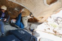 Bouldering in Hueco Tanks on 12/23/2018 with Blue Lizard Climbing and Yoga

Filename: SRM_20181223_1212010.jpg
Aperture: f/5.6
Shutter Speed: 1/200
Body: Canon EOS-1D Mark II
Lens: Canon EF 16-35mm f/2.8 L
