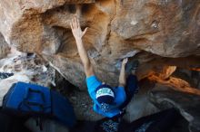 Bouldering in Hueco Tanks on 12/23/2018 with Blue Lizard Climbing and Yoga

Filename: SRM_20181223_1412050.jpg
Aperture: f/4.0
Shutter Speed: 1/320
Body: Canon EOS-1D Mark II
Lens: Canon EF 16-35mm f/2.8 L