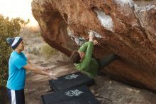 Bouldering in Hueco Tanks on 12/23/2018 with Blue Lizard Climbing and Yoga

Filename: SRM_20181223_1657300.jpg
Aperture: f/2.8
Shutter Speed: 1/500
Body: Canon EOS-1D Mark II
Lens: Canon EF 50mm f/1.8 II