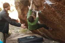 Bouldering in Hueco Tanks on 12/23/2018 with Blue Lizard Climbing and Yoga

Filename: SRM_20181223_1702590.jpg
Aperture: f/2.8
Shutter Speed: 1/320
Body: Canon EOS-1D Mark II
Lens: Canon EF 50mm f/1.8 II