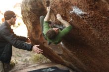 Bouldering in Hueco Tanks on 12/23/2018 with Blue Lizard Climbing and Yoga

Filename: SRM_20181223_1703010.jpg
Aperture: f/2.8
Shutter Speed: 1/400
Body: Canon EOS-1D Mark II
Lens: Canon EF 50mm f/1.8 II