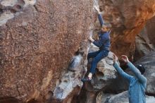 Bouldering in Hueco Tanks on 12/24/2018 with Blue Lizard Climbing and Yoga

Filename: SRM_20181224_1019260.jpg
Aperture: f/4.0
Shutter Speed: 1/320
Body: Canon EOS-1D Mark II
Lens: Canon EF 50mm f/1.8 II
