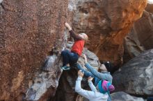 Bouldering in Hueco Tanks on 12/24/2018 with Blue Lizard Climbing and Yoga

Filename: SRM_20181224_1025390.jpg
Aperture: f/4.0
Shutter Speed: 1/400
Body: Canon EOS-1D Mark II
Lens: Canon EF 50mm f/1.8 II