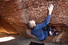 Bouldering in Hueco Tanks on 12/24/2018 with Blue Lizard Climbing and Yoga

Filename: SRM_20181224_1038221.jpg
Aperture: f/4.0
Shutter Speed: 1/200
Body: Canon EOS-1D Mark II
Lens: Canon EF 16-35mm f/2.8 L