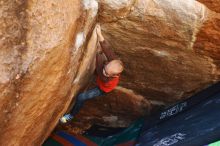 Bouldering in Hueco Tanks on 12/24/2018 with Blue Lizard Climbing and Yoga

Filename: SRM_20181224_1122350.jpg
Aperture: f/2.8
Shutter Speed: 1/250
Body: Canon EOS-1D Mark II
Lens: Canon EF 50mm f/1.8 II