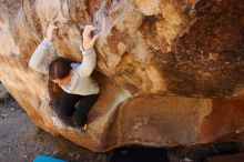 Bouldering in Hueco Tanks on 12/24/2018 with Blue Lizard Climbing and Yoga

Filename: SRM_20181224_1147090.jpg
Aperture: f/5.6
Shutter Speed: 1/200
Body: Canon EOS-1D Mark II
Lens: Canon EF 16-35mm f/2.8 L