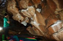 Bouldering in Hueco Tanks on 12/24/2018 with Blue Lizard Climbing and Yoga

Filename: SRM_20181224_1437170.jpg
Aperture: f/8.0
Shutter Speed: 1/250
Body: Canon EOS-1D Mark II
Lens: Canon EF 16-35mm f/2.8 L