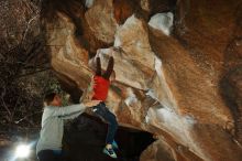 Bouldering in Hueco Tanks on 12/24/2018 with Blue Lizard Climbing and Yoga

Filename: SRM_20181224_1445300.jpg
Aperture: f/8.0
Shutter Speed: 1/250
Body: Canon EOS-1D Mark II
Lens: Canon EF 16-35mm f/2.8 L