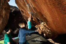 Bouldering in Hueco Tanks on 12/24/2018 with Blue Lizard Climbing and Yoga

Filename: SRM_20181224_1543090.jpg
Aperture: f/8.0
Shutter Speed: 1/250
Body: Canon EOS-1D Mark II
Lens: Canon EF 16-35mm f/2.8 L