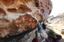 Bouldering in Hueco Tanks on 12/30/2018 with Blue Lizard Climbing and Yoga

Filename: SRM_20181230_1032040.jpg
Aperture: f/6.3
Shutter Speed: 1/200
Body: Canon EOS-1D Mark II
Lens: Canon EF 16-35mm f/2.8 L