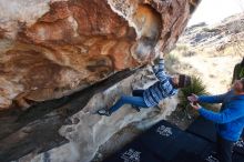 Bouldering in Hueco Tanks on 12/30/2018 with Blue Lizard Climbing and Yoga

Filename: SRM_20181230_1036360.jpg
Aperture: f/5.6
Shutter Speed: 1/200
Body: Canon EOS-1D Mark II
Lens: Canon EF 16-35mm f/2.8 L