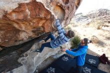 Bouldering in Hueco Tanks on 12/30/2018 with Blue Lizard Climbing and Yoga

Filename: SRM_20181230_1041220.jpg
Aperture: f/5.0
Shutter Speed: 1/250
Body: Canon EOS-1D Mark II
Lens: Canon EF 16-35mm f/2.8 L