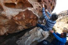 Bouldering in Hueco Tanks on 12/30/2018 with Blue Lizard Climbing and Yoga

Filename: SRM_20181230_1041420.jpg
Aperture: f/6.3
Shutter Speed: 1/250
Body: Canon EOS-1D Mark II
Lens: Canon EF 16-35mm f/2.8 L
